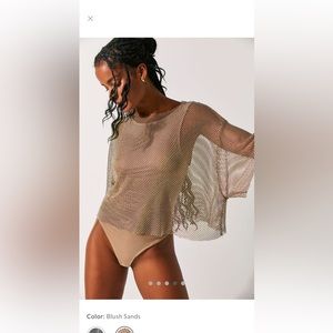 Mesh bodysuit with rhinestone overlay